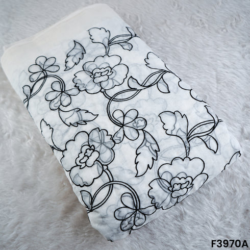 Dyeable Thread Embroidered Cut Work Mul Chanderi Fabric- F3970